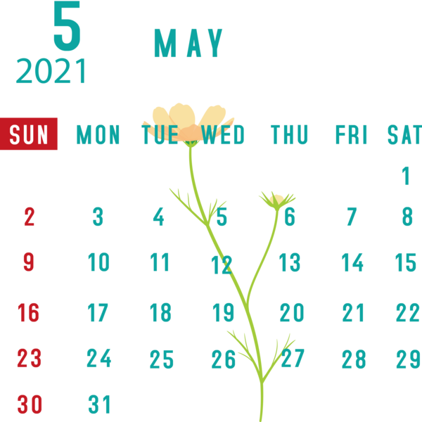 Transparent New Year Green Line Font for Printable 2021 Calendar for New Year