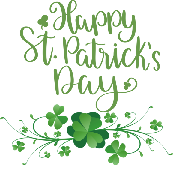 Transparent St. Patrick's Day Shamrock Four-leaf clover Floral design for Saint Patrick for St Patricks Day