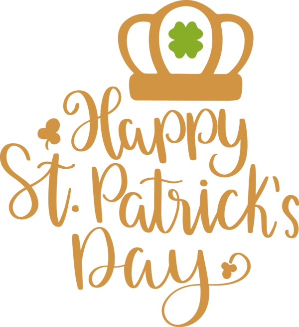 Transparent St. Patrick's Day Logo Calligraphy Yellow for Saint Patrick for St Patricks Day