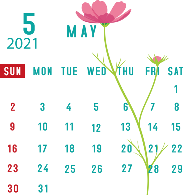 Transparent New Year Leaf Plant stem Petal for Printable 2021 Calendar for New Year