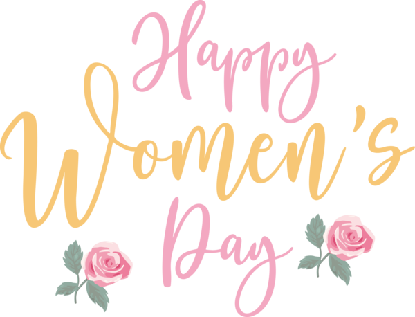 Transparent International Women's Day Floral design Greeting card Font for Women's Day for International Womens Day
