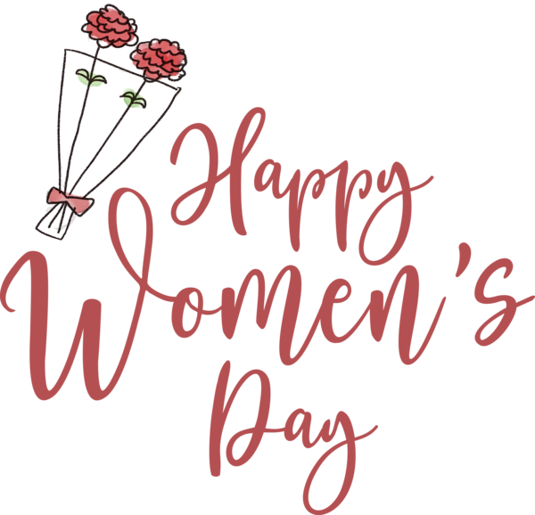 Transparent International Women's Day Logo Flower Calligraphy for Women's Day for International Womens Day