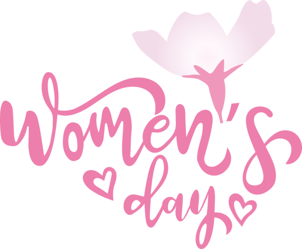 Transparent International Women's Day Logo Calligraphy Petal for Women's Day for International Womens Day