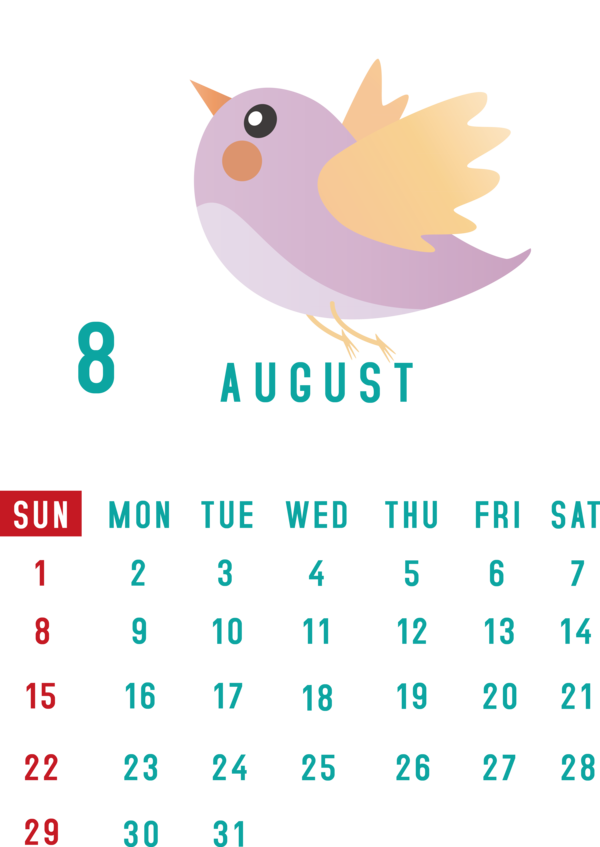 Transparent New Year Logo Birds Beak for Printable 2021 Calendar for New Year