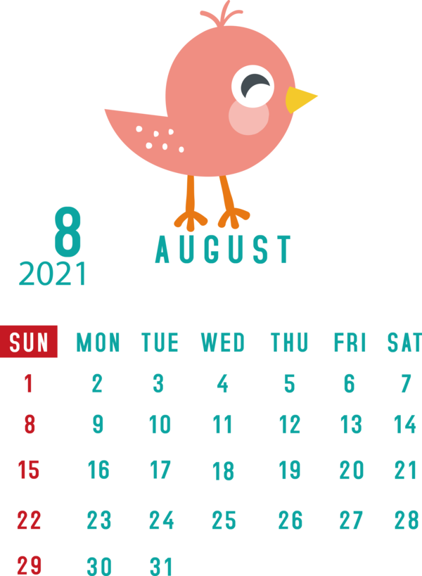 Transparent New Year Birds Logo Cartoon for Printable 2021 Calendar for New Year
