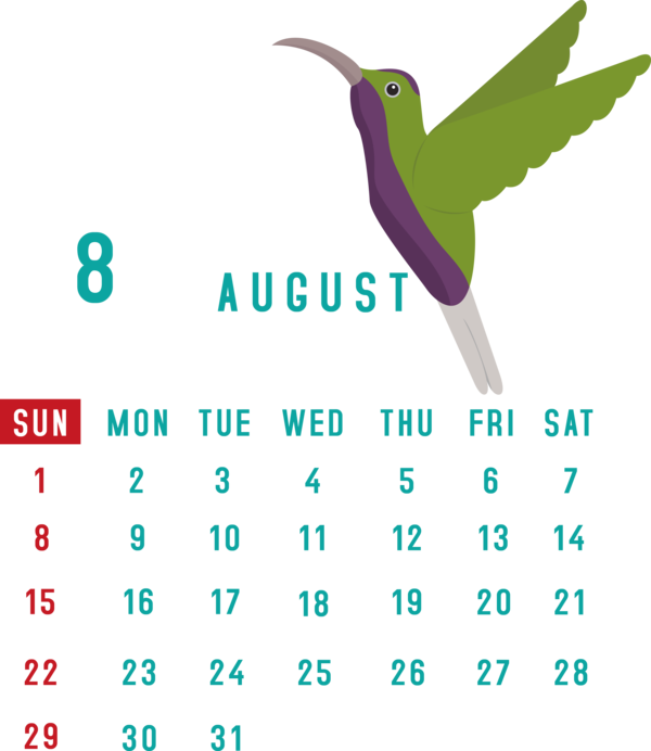 Transparent New Year Logo Hummingbirds Meter for Printable 2021 Calendar for New Year
