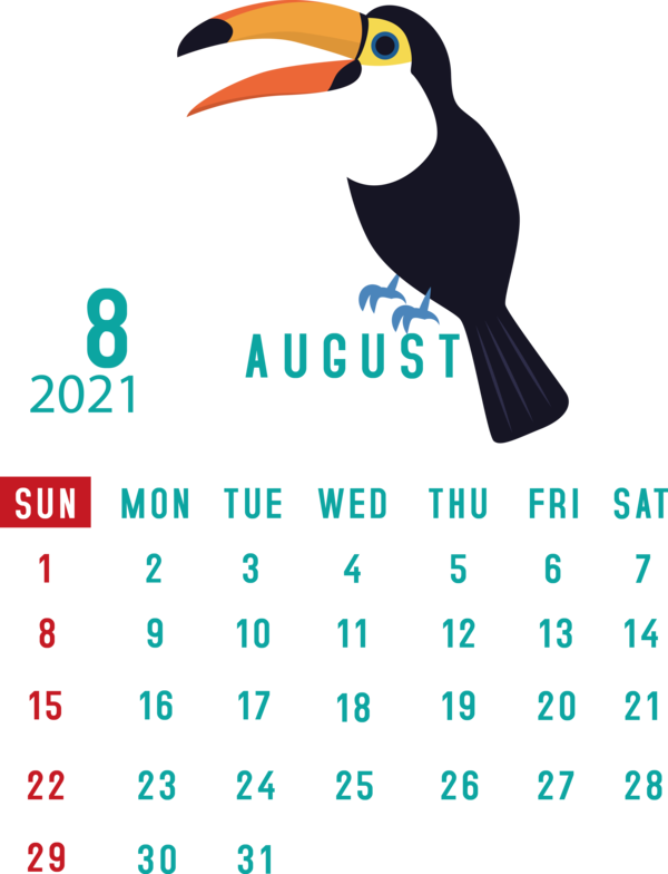 Transparent New Year Birds Logo Beak for Printable 2021 Calendar for New Year