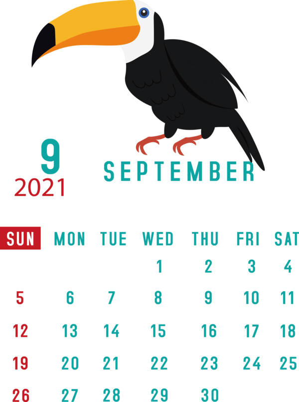 Transparent New Year Birds Beak Meter for Printable 2021 Calendar for New Year