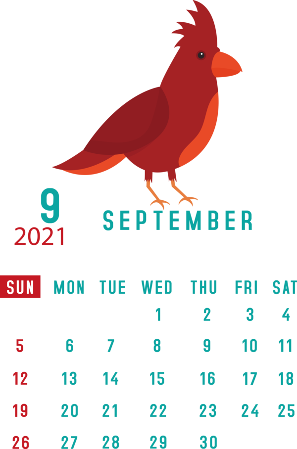 Transparent New Year Birds Meter Beak for Printable 2021 Calendar for New Year