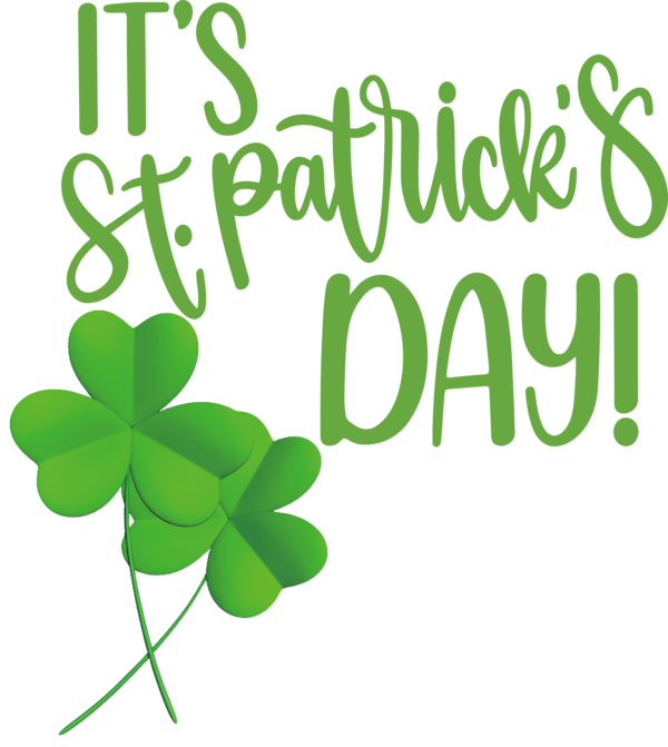 Transparent St. Patrick's Day Plant stem Leaf Logo for Saint Patrick for St Patricks Day