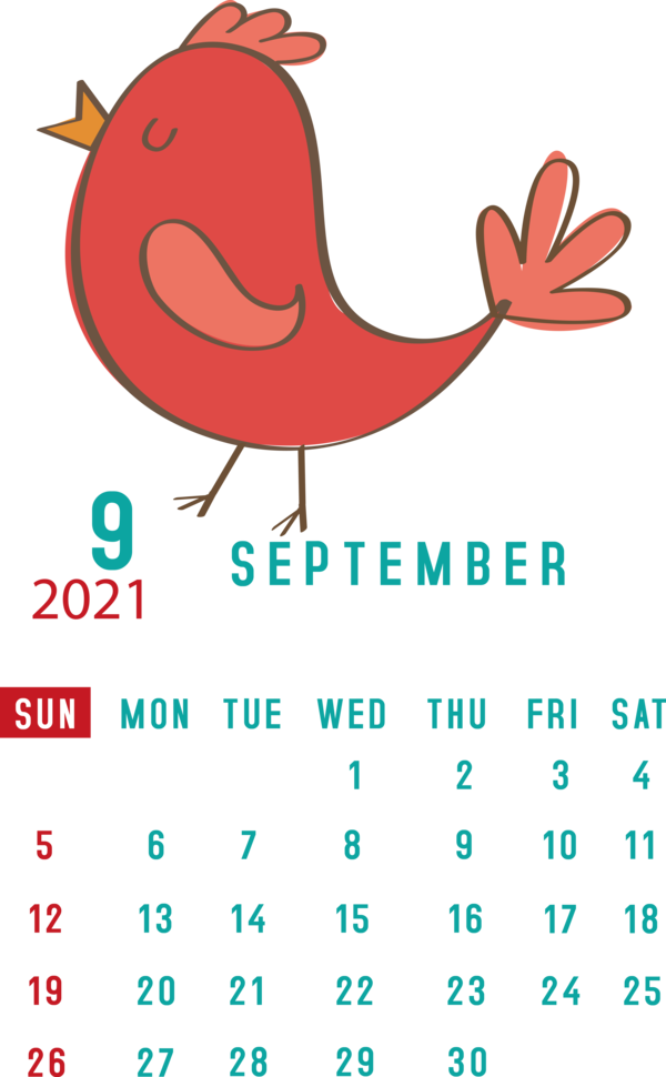 Transparent New Year Birds Beak Leaf for Printable 2021 Calendar for New Year