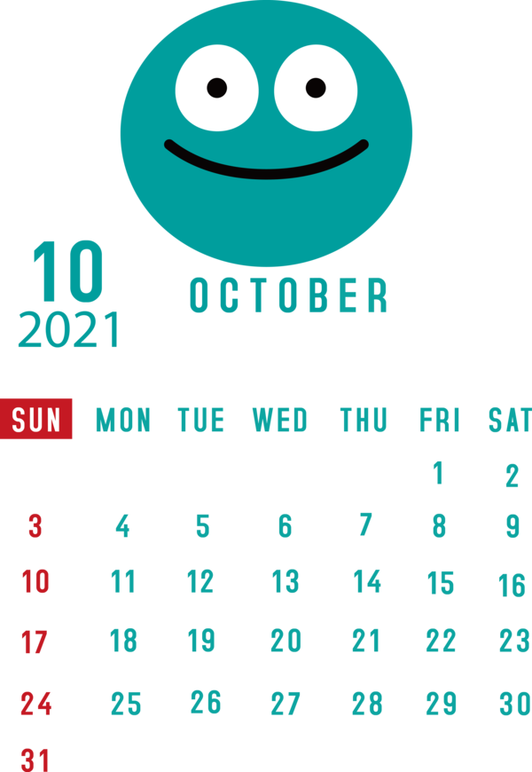 Transparent New Year Smiley Emoticon Logo for Printable 2021 Calendar for New Year