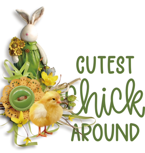Transparent Easter Easter Bunny Font Flower for Easter Chick for Easter