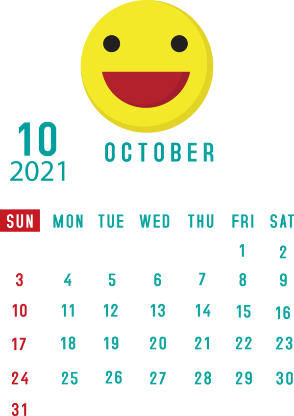 Transparent New Year Smiley Emoticon Smile for Printable 2021 Calendar for New Year