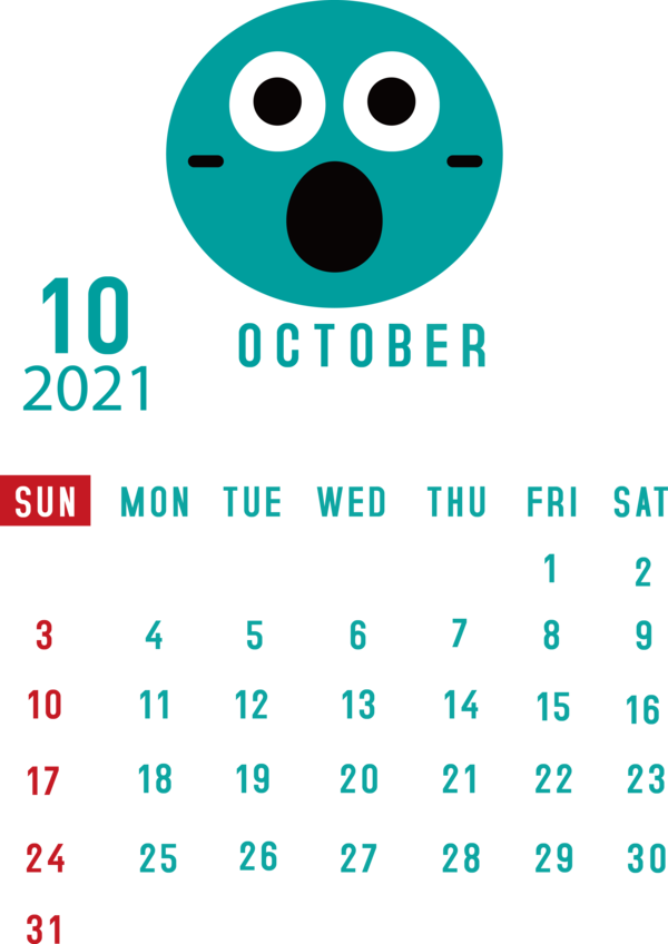 Transparent New Year Emoticon Green Smile for Printable 2021 Calendar for New Year