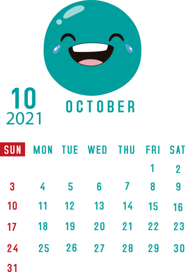 Transparent New Year Aqua M Font Line for Printable 2021 Calendar for New Year