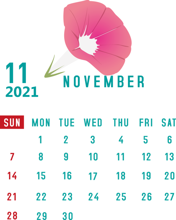 Transparent New Year Flower Logo Petal for Printable 2021 Calendar for New Year