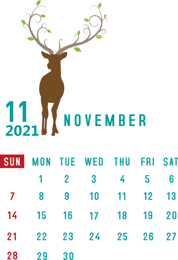 Transparent New Year Reindeer Deer Logo for Printable 2021 Calendar for New Year