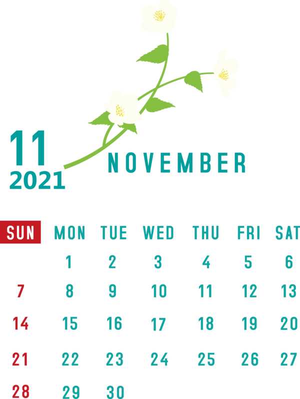 Transparent New Year Logo Green Leaf for Printable 2021 Calendar for New Year