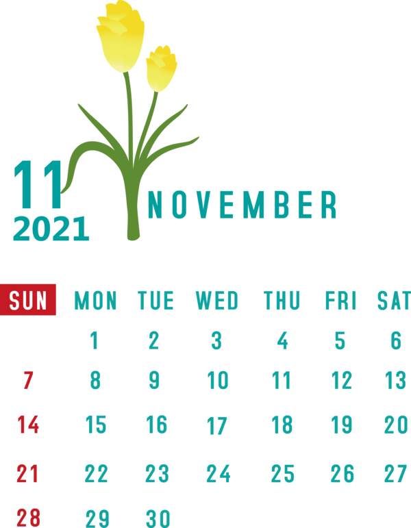 Transparent New Year Flower Plant stem Logo for Printable 2021 Calendar for New Year