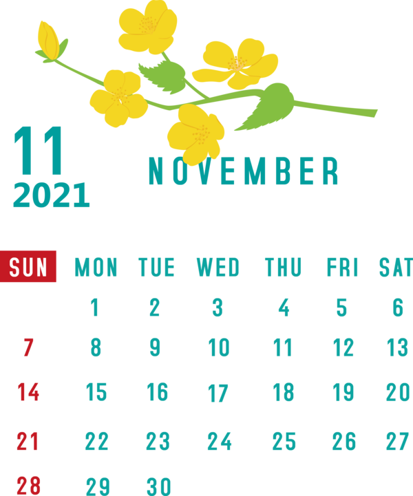 Transparent New Year Leaf Green Line for Printable 2021 Calendar for New Year