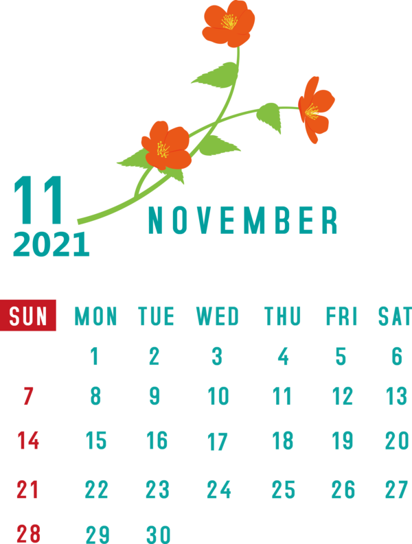 Transparent New Year Flower Line Calendar System for Printable 2021 Calendar for New Year
