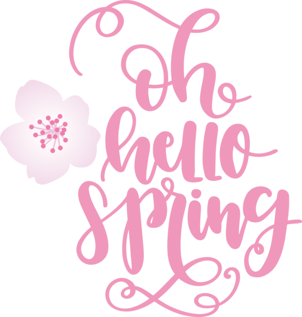Transparent easter Logo Floral design Line for Hello Spring for Easter