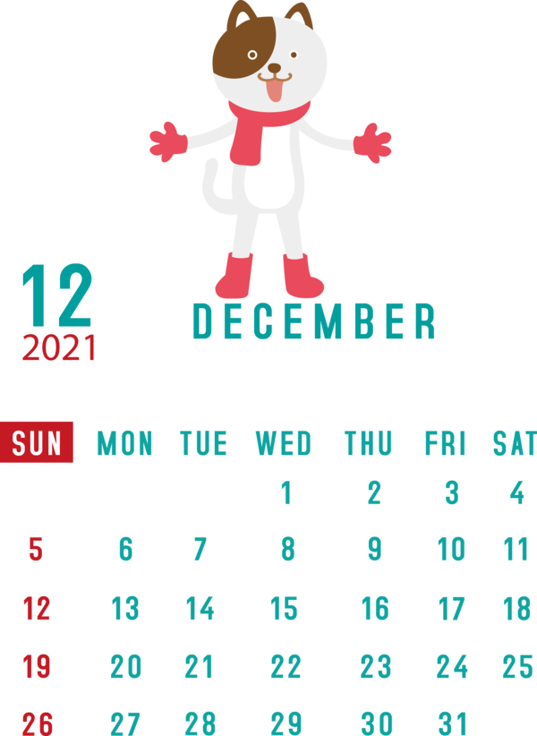 Transparent New Year Cartoon Logo Character for Printable 2021 Calendar for New Year