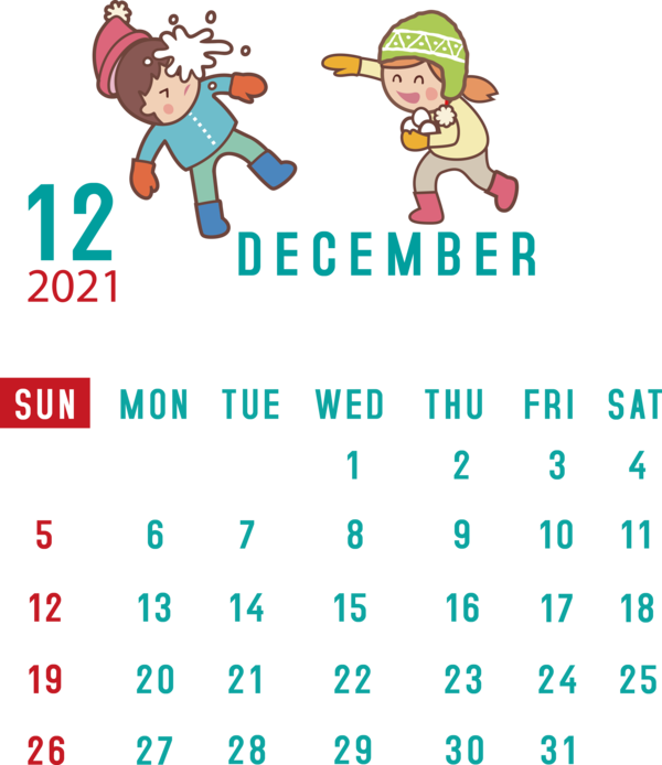 Transparent New Year Cartoon Meter Line for Printable 2021 Calendar for New Year