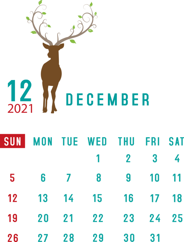 Transparent New Year Deer Logo Meter for Printable 2021 Calendar for New Year