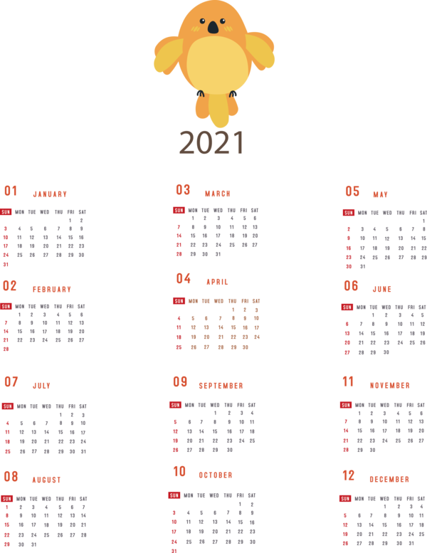 Transparent New Year Calendar System Calendar year Names of the days of the week for Printable 2021 Calendar for New Year