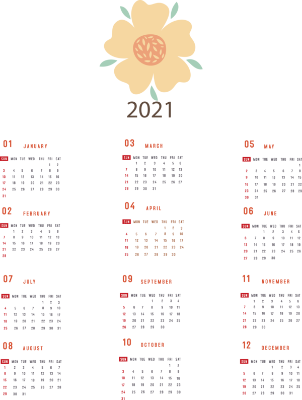 Transparent New Year Calendar System Gregorian calendar Calendar year for Printable 2021 Calendar for New Year