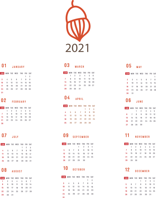 Transparent New Year Calendar System Week Icon for Printable 2021 Calendar for New Year