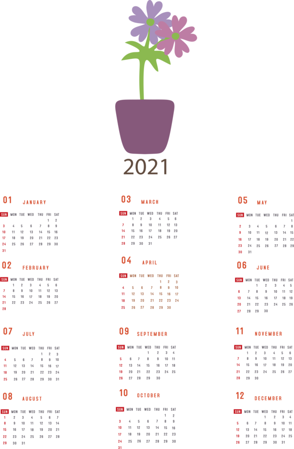 Transparent New Year Calendar System Calendar year Annual calendar for Printable 2021 Calendar for New Year