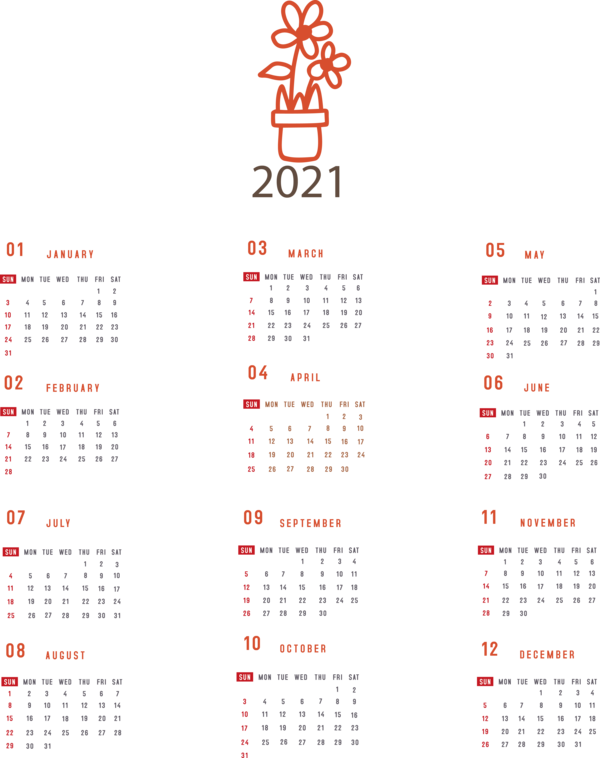 Transparent New Year Calendar System Painting Icon for Printable 2021 Calendar for New Year