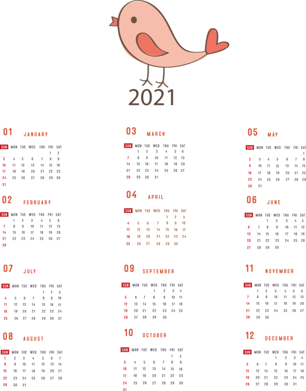 Transparent New Year Calendar System Meter Computer for Printable 2021 Calendar for New Year