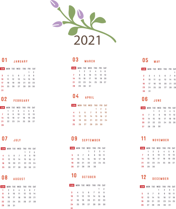 Transparent New Year Calendar System Week 2021 for Printable 2021 Calendar for New Year