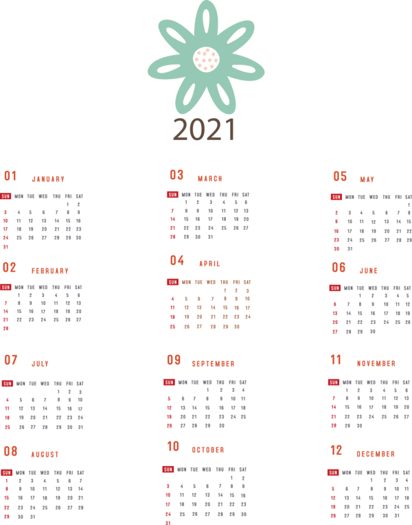 Transparent New Year Calendar System Calendar year Gregorian calendar for Printable 2021 Calendar for New Year