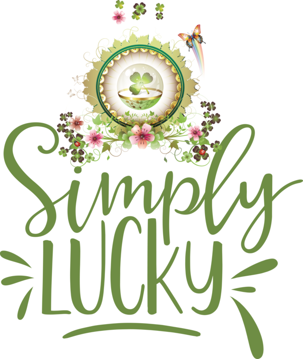 Transparent St. Patrick's Day Floral design Logo Cut flowers for Shamrock for St Patricks Day
