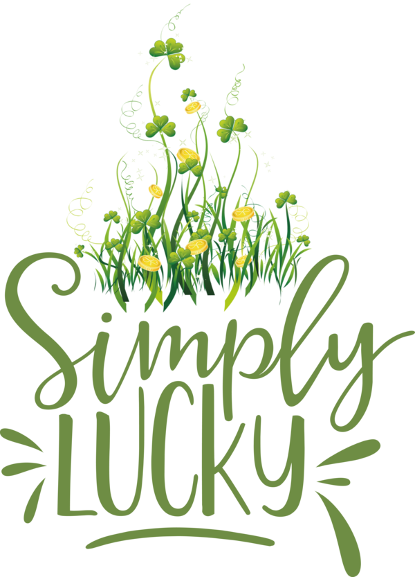 Transparent St. Patrick's Day Leaf Plant stem Floral design for Shamrock for St Patricks Day