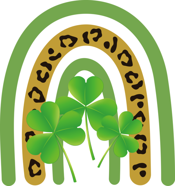 Transparent St. Patrick's Day Leaf Logo Shamrock for St Patrick's Day Rainbow for St Patricks Day