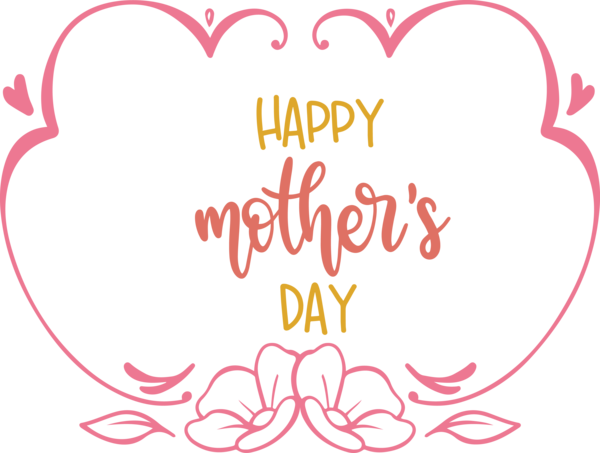Transparent Mother's Day Floral design Valentine's Day Line for Happy Mother's Day for Mothers Day