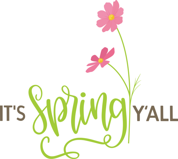 Transparent easter Plant stem Cut flowers Logo for Hello Spring for Easter