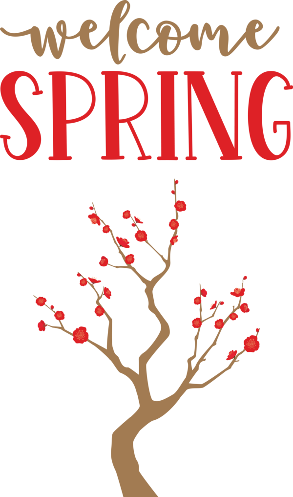 Transparent Easter Floral design Twig Tree for Hello Spring for Easter
