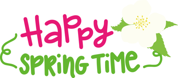 Transparent Easter Floral design Logo Green for Hello Spring for Easter