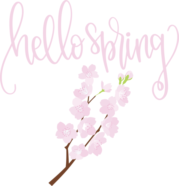 Transparent Easter Flower Floral design Cut flowers for Hello Spring for Easter