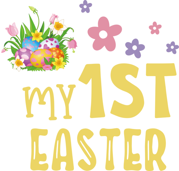 Transparent Easter Floral design Design Logo for 1st Easter for Easter