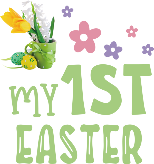 Transparent Easter Logo Design Floral design for 1st Easter for Easter