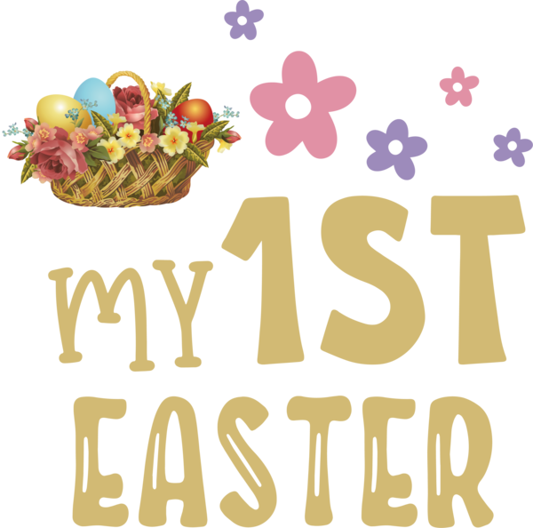 Transparent Easter Floral design Logo Easter Basket for 1st Easter for Easter