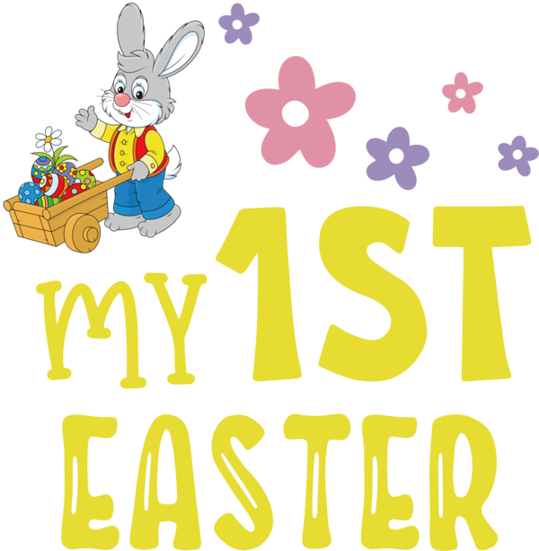 Transparent Easter Easter Bunny Cartoon Design for 1st Easter for Easter